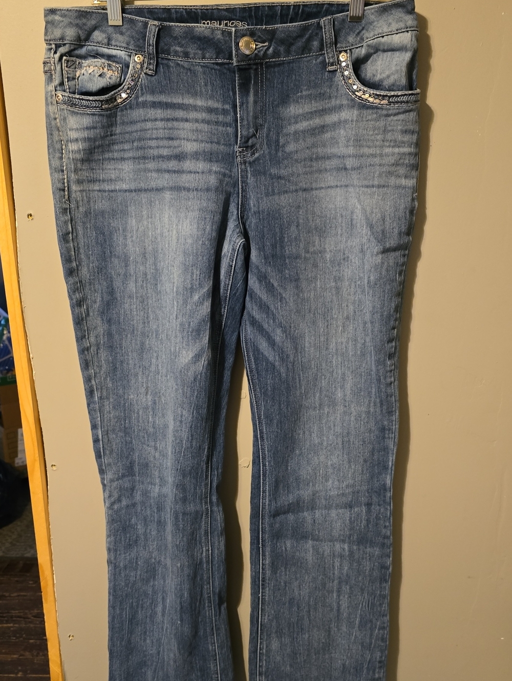 Maurices Women's Light Blue Bootcut Jeans with Rhinestone Trim